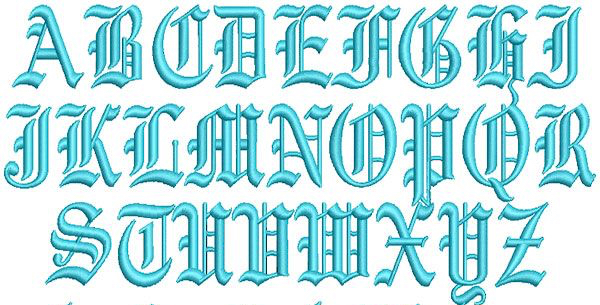 Gothic embroidery font