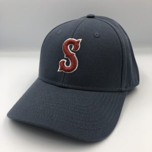 Personalised Boston Cap - Charcoal with Red Text